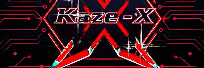 Kaze-X logo — a glitched red X over circuit traces